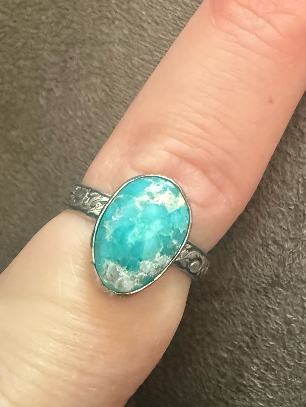 Beautiful turquoise scrollwork ring sz 7